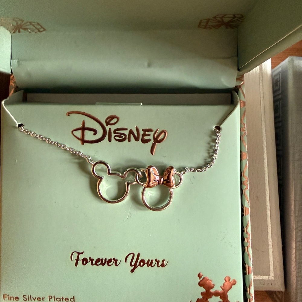 Disney Silver and Pink Mickey & Minnie Necklace